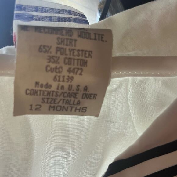 Vtg Baby Sailor Americana 4th of July Striped Overall Shorts Shirt Set Deadstock - Picture 8 of 8